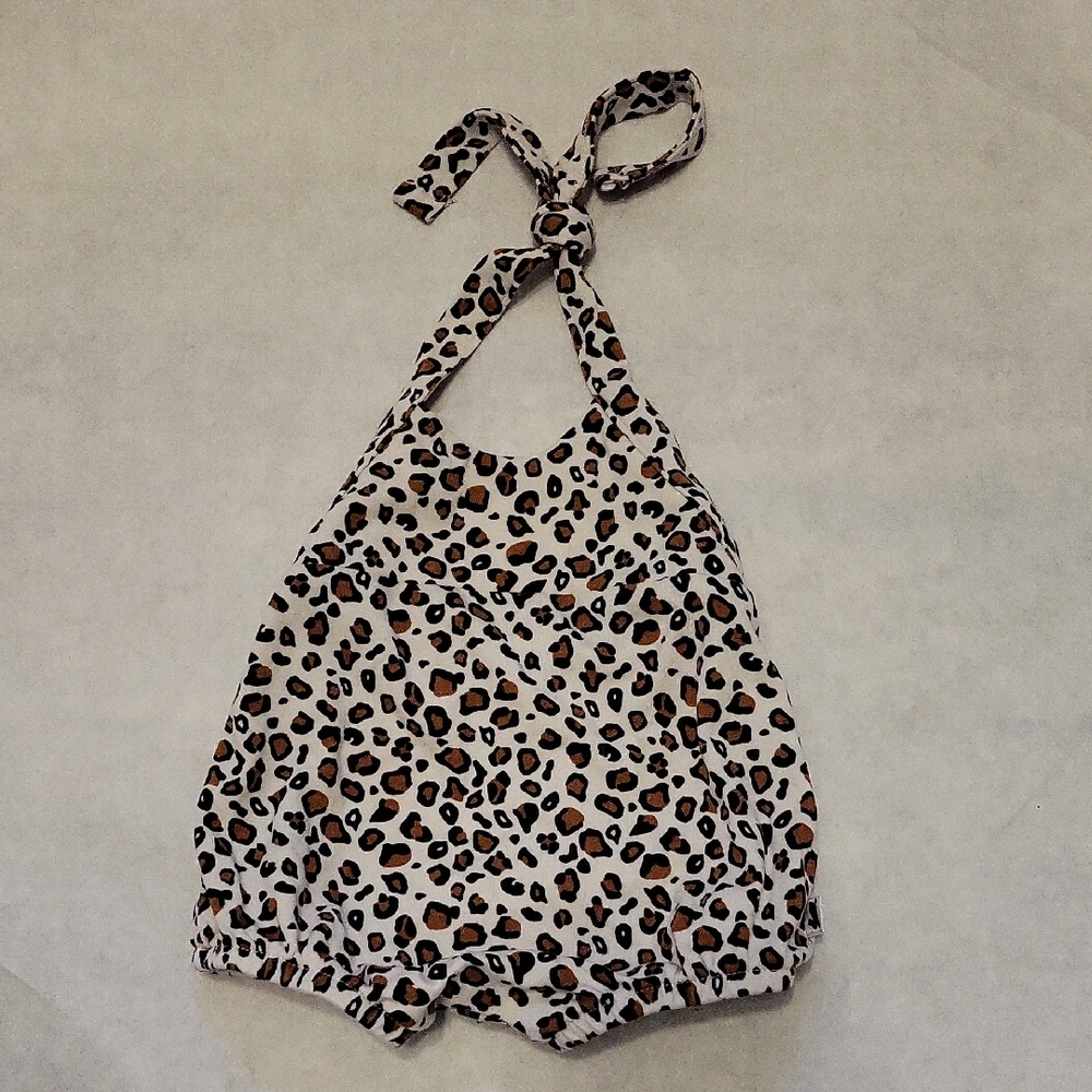 Super cute leopard print halter romper